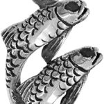 1 1/8 inch Sterling Silver Zodiac Sign Pisces Double Fish Necklace Diamond-Cut Oxidized finish available with or without chain - Pisces for men