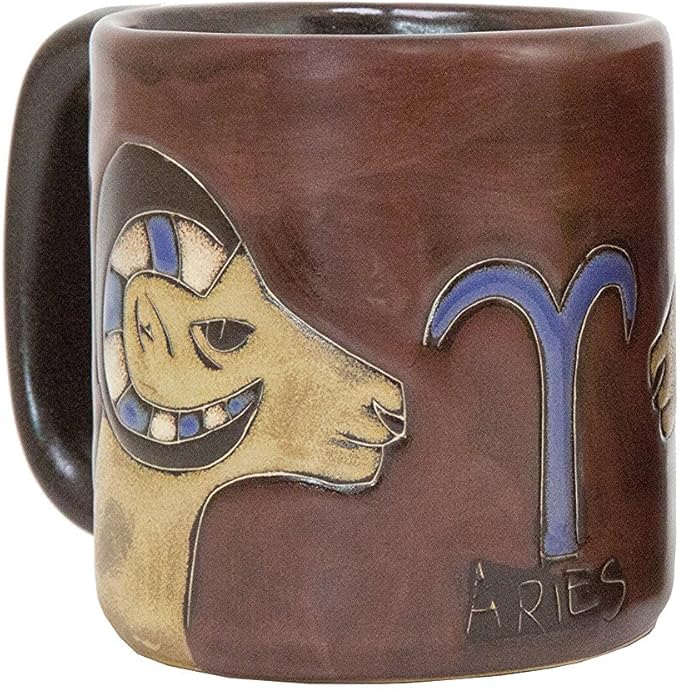 Mara Stoneware Zodiac Mug 16 oz - Aires The Ram - Aries Mug for men