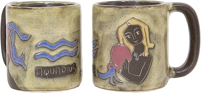 Mara Stoneware Zodiac Mug 16 oz - Aquarius the Water Bearer - Aquarius Mug for men