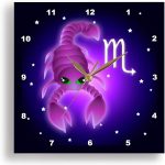 3dRose dpp_28556_1 Cute Astrology Scorpio Zodiac Sign Scorpion-Wall Clock, 10 by 10-Inch - Scorpio Products for men
