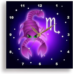 3dRose dpp_28556_1 Cute Astrology Scorpio Zodiac Sign Scorpion-Wall Clock, 10 by 10-Inch - Scorpio Products for men