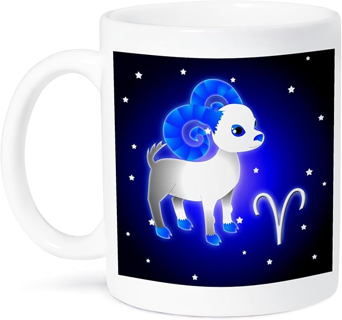 3dRose Cute Astrology Aries Zodiac Sign Ram Mug, 11-Ounce - Aries Mug for men