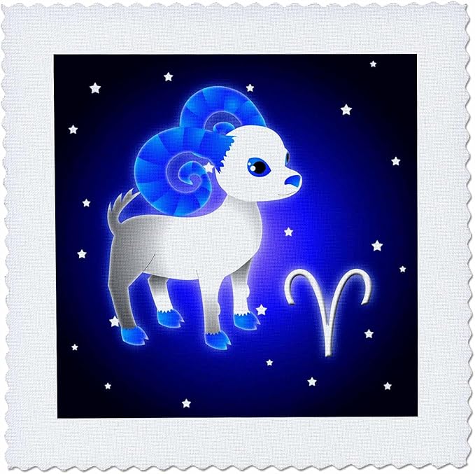 3dRose qs_28557_1 Cute Astrology Aries Zodiac Sign Ram-Quilt Square, 10 by 10-Inch - Aries Blanket for men