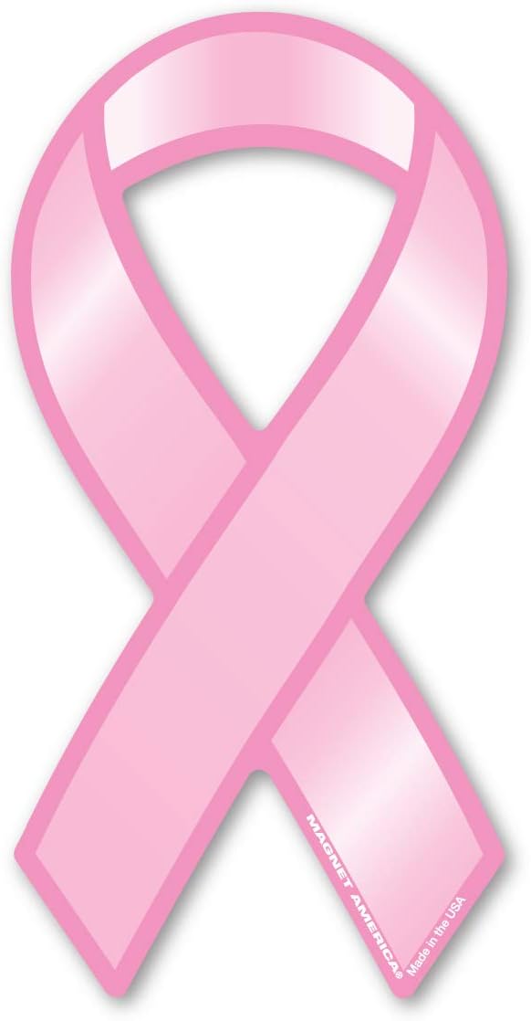 Breast Cancer 2-in-1 Mini Ribbon Magnet by Magnet America Is 4" x 2" Made for Vehicles and Refrigerators - Cancer Car Accessories for men