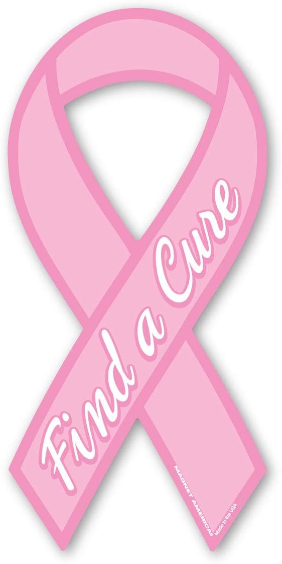 Breast Cancer Find a Cure Ribbon Magnet by Magnet America is 8" x 3.875" Made for Vehicles and Refrigerators - Cancer Car Accessories for men