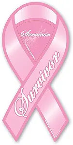 Breast Cancer Plain Pink Large Ribbon Magnet by Magnet America Is 8" x 3.875" Made for Vehicles and Refrigerators - Cancer Car Accessories for men