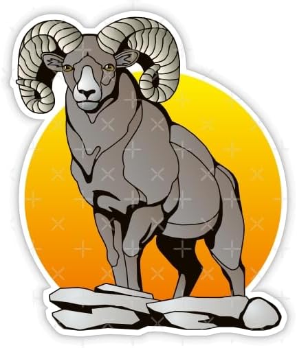 BigHorn Sheep RAM, Aries Zodiac Wildlife 4,3" (110mm) Vinyl Bumper Sticker, Decal - Aries Sticker for men