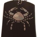 Zodiac Signs Sign Cancer Crab - Military Dog Tag, Luggage Tag Key Chain Metal Chain Necklace - Cancer Keychain for men