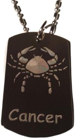 Zodiac Signs Sign Cancer Crab - Military Dog Tag, Luggage Tag Key Chain Metal Chain Necklace - Cancer Keychain for men