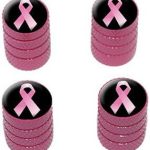 GRAPHICS & MORE Breast Cancer Pink Ribbon on Black - Tire Valve Stem Caps - Pink - Cancer Car Accessories for men