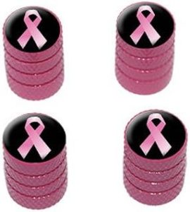 GRAPHICS & MORE Breast Cancer Pink Ribbon on Black - Tire Valve Stem Caps - Pink - Cancer Car Accessories for men