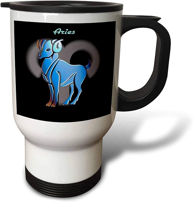 3dRose Aries Zodiac Sign Travel Mug, 14-Ounce - Aries Mug for men