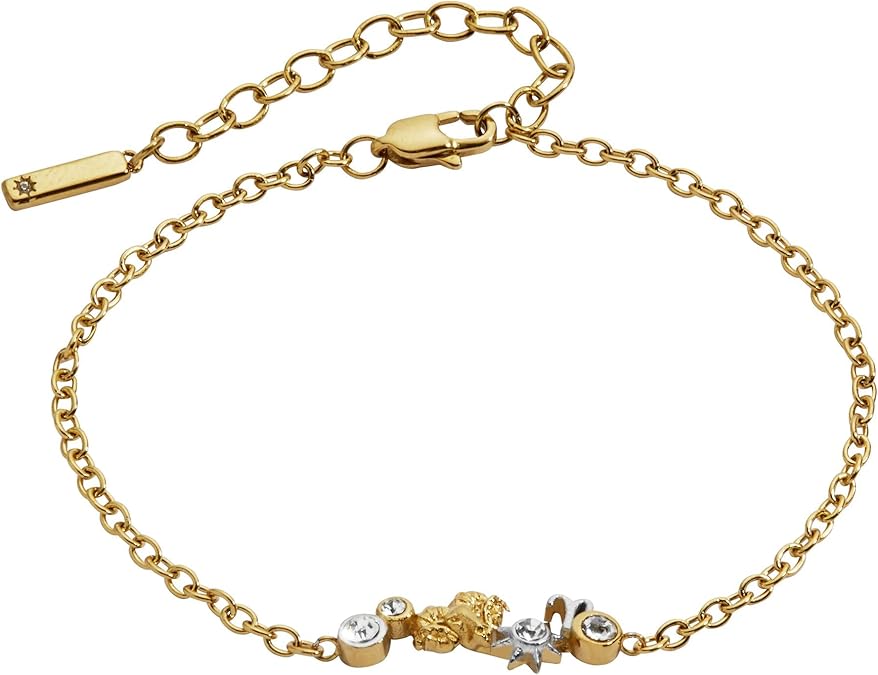 Zodiac Bracelet - Two-Tone Stainless Steel with Clear Crystals, Nickel-Free, Zodiac Sign Bracelet for Women - Aries Bracelet for men