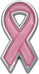 Elektroplate Pink Ribbon OEM Chrome Emblem for Cars, Trucks, and All Auto | Universal Fit at 3.25” x 1.5” | Weatherproof - Cancer Car Accessories for men