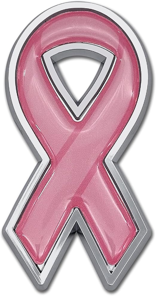 Elektroplate Pink Ribbon OEM Chrome Emblem for Cars, Trucks, and All Auto | Universal Fit at 3.25” x 1.5” | Weatherproof - Cancer Car Accessories for men