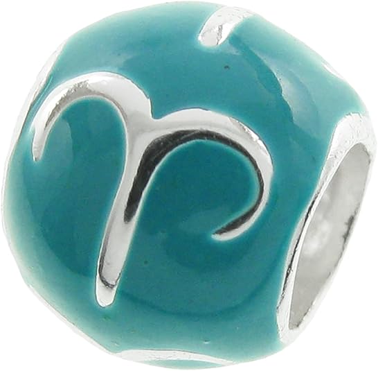 925 Sterling Silver Zodiac Horoscope Sign Enamel Bead for European Charm Bracelets - Aries Bracelet for men