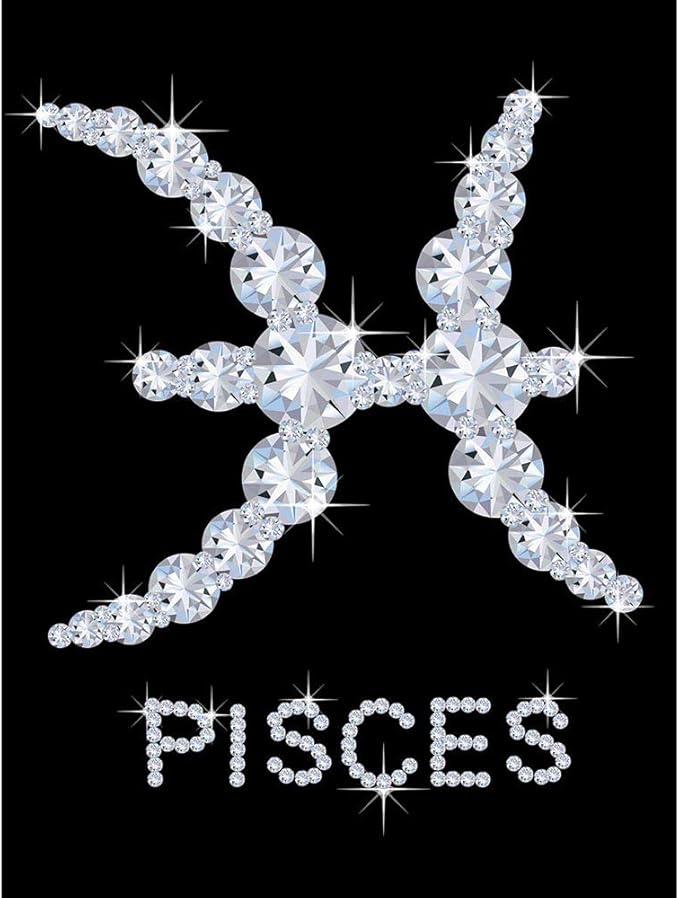 Wee Blue Coo Diamond Zodiac Pisces Bling Vajazzle Horoscope Unframed Wall Art Print Poster Home Decor Premium - Pisces Canvas for men