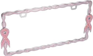 Bell Automotive 22-1-46450-8 Pink Breast Cancer Awareness Ribbon Design License Plate Frame, Corrosion Resistant, Easy to Install - Cancer Car Accessories for men
