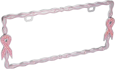 Bell Automotive 22-1-46450-8 Pink Breast Cancer Awareness Ribbon Design License Plate Frame, Corrosion Resistant, Easy to Install - Cancer Car Accessories for men