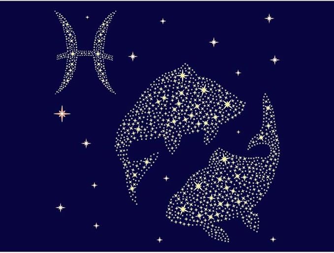 Wee Blue Coo Painting Illustration Zodiac Star Sign Pisces Fish Unframed Wall Art Print Poster Home Decor Premium - Pisces Home Decor for men