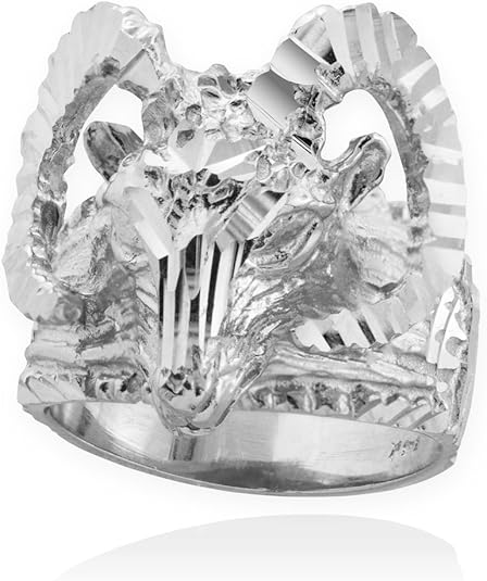 Men's Polished 925 Sterling Silver Aries Zodiac Sign Band Ram Head Ring - Aries Ring for men
