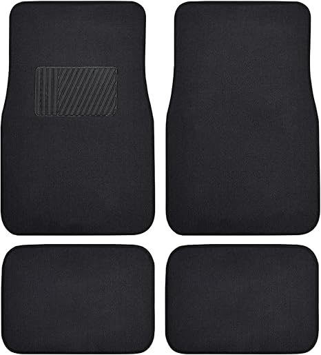 BDK MT-100-BK Classic Carpet Floor Mats for Car & Auto - Universal Fit -Front & Rear with Heelpad (Black) - Aries Car Floor Mat for men