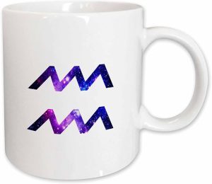 3dRose Aquarius star sign - water waves glyph - astrological horoscope symbol 15oz Mug - Aquarius Mug for men