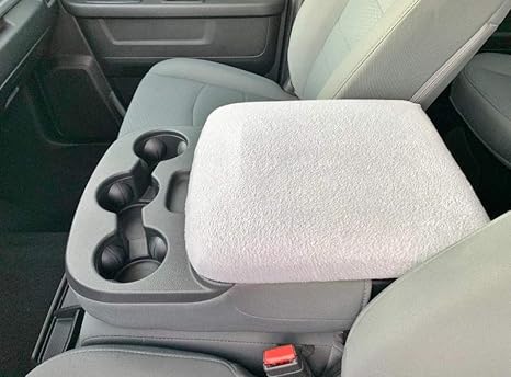 Car Console Covers Plus Made in USA Designed for Ram Classic and All Bucket Seat Models 2014-2025 Fleece Auto Armrest Center Console Cover Light Gray - Aries Car Seat Cover for men