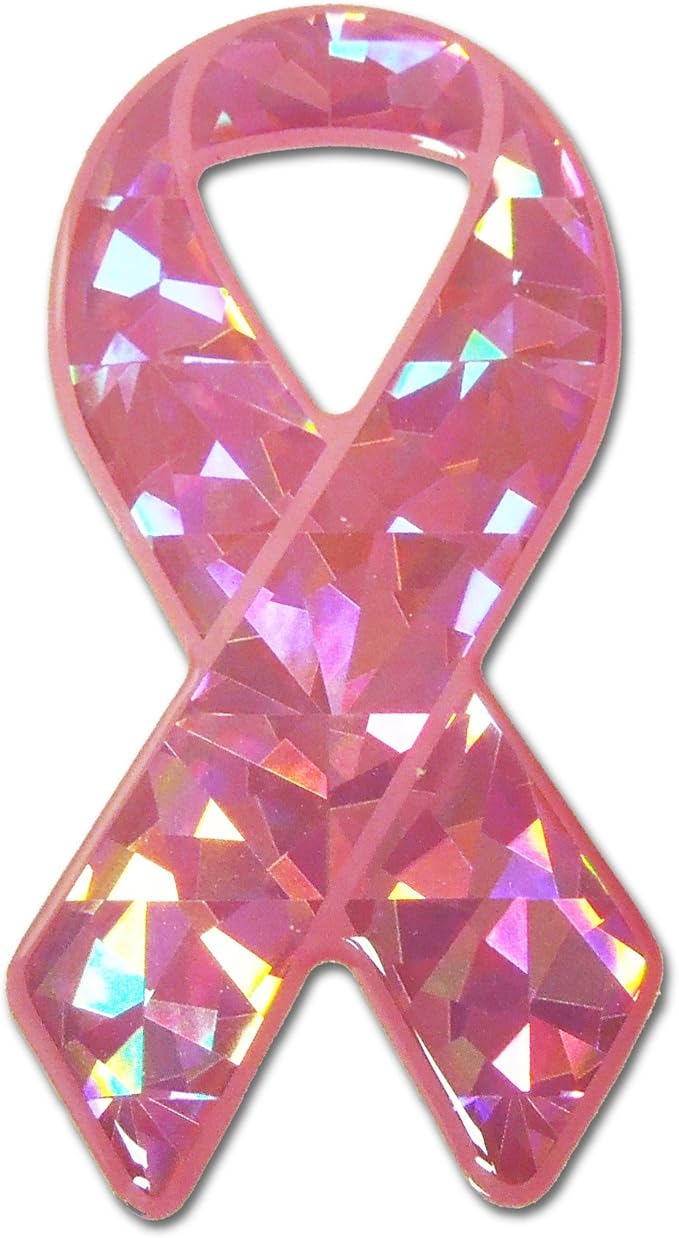 Elektroplate Pink Ribbon Breast Cancer Awareness Reflective Domed Decal (3.5" x 1.75") Premium 3D All Weather Vinyl Sticker for Car, Water Bottle, Laptop, Phone & More | Made in The USA - Cancer Car Accessories for men