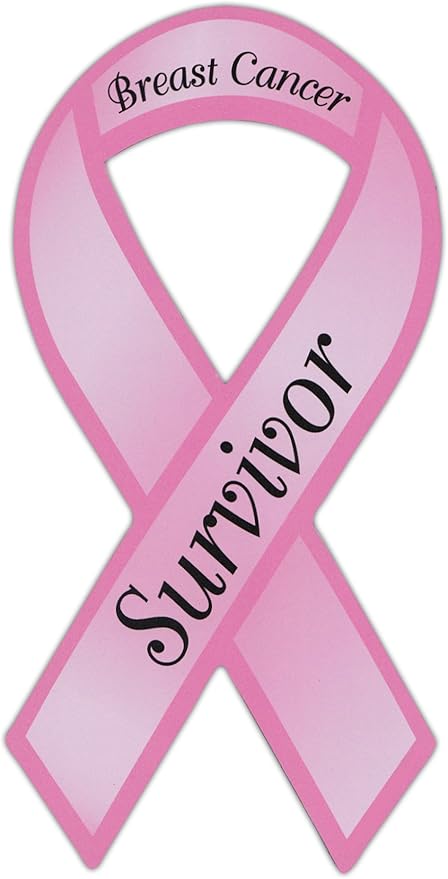 Crazy Sticker Guy Pink Ribbon Awareness Magnet - Breast Cancer Survivor - 4" x 8" - Cancer Car Accessories for men