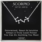 Sterling Silver Zodiac Constellation Necklace Astrology Horoscope Keepsake Card Gift For Women - Scorpio (Oct 24 - Nov 21) - Scorpio Products for men