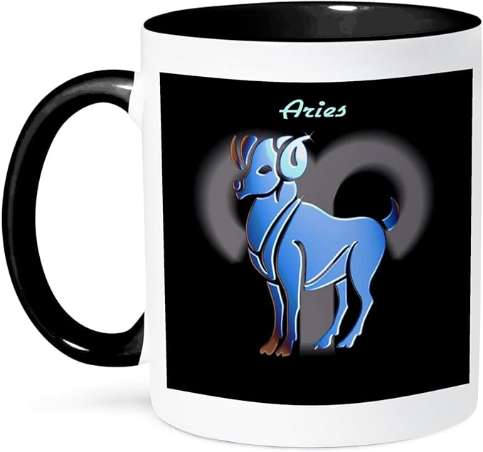 3dRose 3dRose Aries Zodiac Sign - Two Tone Black Mug, 11oz , , Black/White - Aries Mug for men