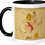 3dRose Print of Vintage Aquarius Astrological Sign 11oz Two-Tone Black Mug - Aquarius Mug for men