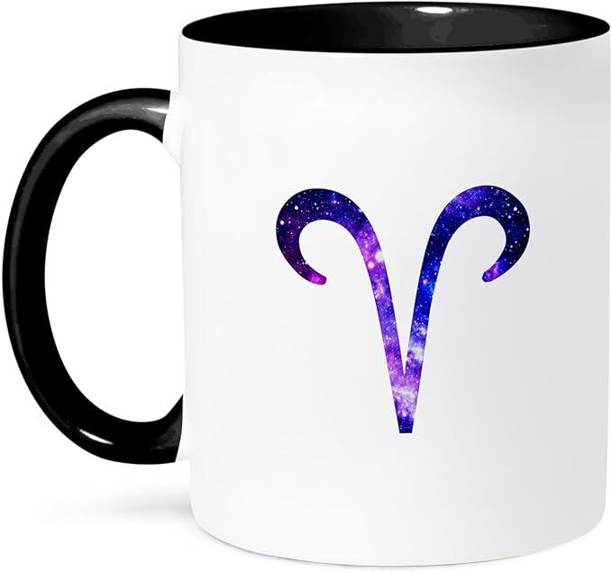 3dRose mug_202146_4 "Aquarius Symbol On Purple Space Background - Aquarian Horoscope Sign" Ceramic Mug, Black, 11 oz - Aquarius Mug for men