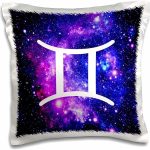 3dRose Gemini Star Sign on Purple Space Background Zodiac Horoscope Symbol-Pillow Case, 16 by 16" (pc_202157_1) - Gemini Blanket for men