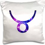 3D Rose Taurus Horoscope Symbol Purple Zodiac Glyph Astrological Star Sign Pillow Case, 16" x 16" - Taurus Pillow for men