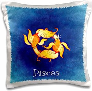 3dRose Pisces Zodiac Sign Throw Pillow Covers, 16 x 16, White - Pisces Pillow for men