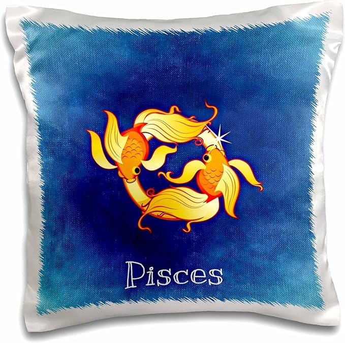 3dRose Pisces Zodiac Sign Throw Pillow Covers, 16 x 16, White - Pisces Pillow for men
