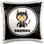 3dRose pc_113378_1 Taurus Zodiac Sign Illustration for Children-Pillow Case, 16 by 16" - Taurus Pillow for men