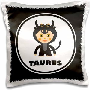 3dRose pc_113378_1 Taurus Zodiac Sign Illustration for Children-Pillow Case, 16 by 16" - Taurus Pillow for men