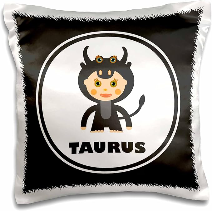 3dRose pc_113378_1 Taurus Zodiac Sign Illustration for Children-Pillow Case, 16 by 16" - Taurus Pillow for men