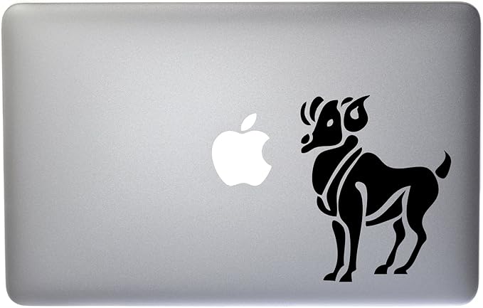 Aries Zodiac Symbol Silhouette 1st Sign Ram - 5 Inch Black Vinyl Decal for Macbook, Laptop or other device - Aries Sticker for men