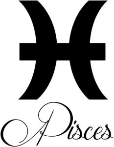 Zodiac Sign Pisces Script Writing Silhouette 6" Vinyl Sticker Car Decal (6" Black) - Pisces Car Accessories for men