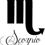 Zodiac Sign Scorpio Script Writing Silhouette 6" Vinyl Sticker Car Decal (6" Black) - Scorpio Sticker for men