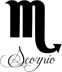 Zodiac Sign Scorpio Script Writing Silhouette 6" Vinyl Sticker Car Decal (6" Black) - Scorpio Sticker for men