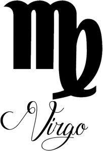 Zodiac Sign Virgo Script Writing Silhouette 6" Vinyl Sticker Car Decal (6" Black) - Virgo Car Floor Mat for men