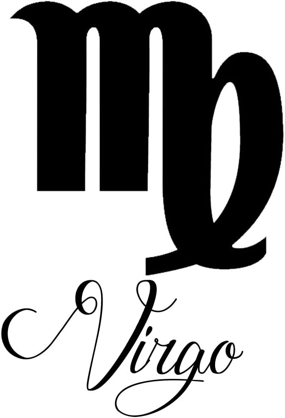 Zodiac Sign Virgo Script Writing Silhouette 6" Vinyl Sticker Car Decal (6" Black) - Virgo Car Floor Mat for men