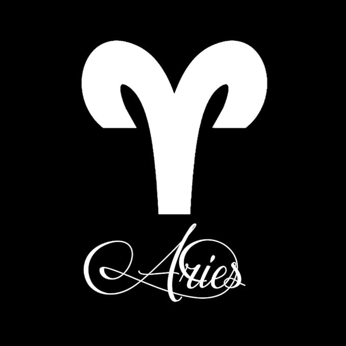 Zodiac Sign Aries Script Writing Silhouette 6" Vinyl Sticker Car Decal (6" White) - Aries Sticker for men
