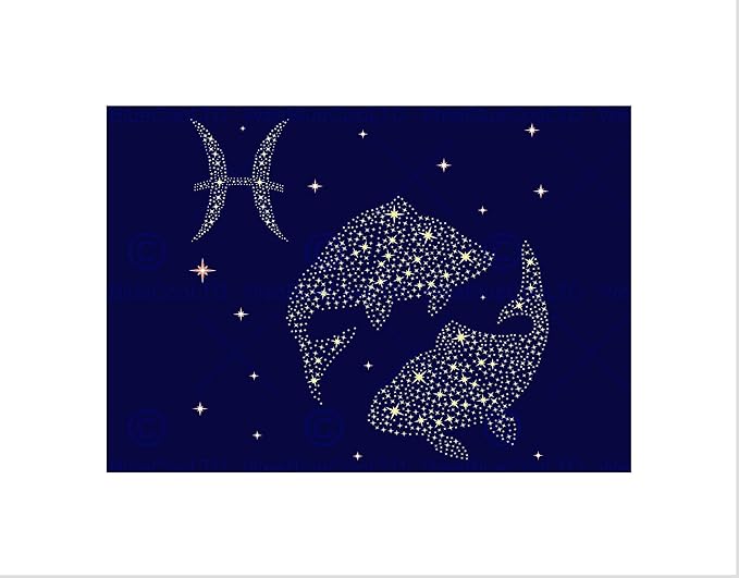 PAINTING ILLUSTRATION ZODIAC STAR SIGN PISCES FISH PRINT B12X12969 - Pisces Canvas for men