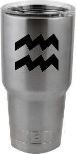 Zodiac Sign Aquarius Silhouette Vinyl Sticker Decal for Yeti Mug Cup Thermos Pint Glass (4" Wide - Decal ONLY, NO Cup) - Aquarius Mug for men